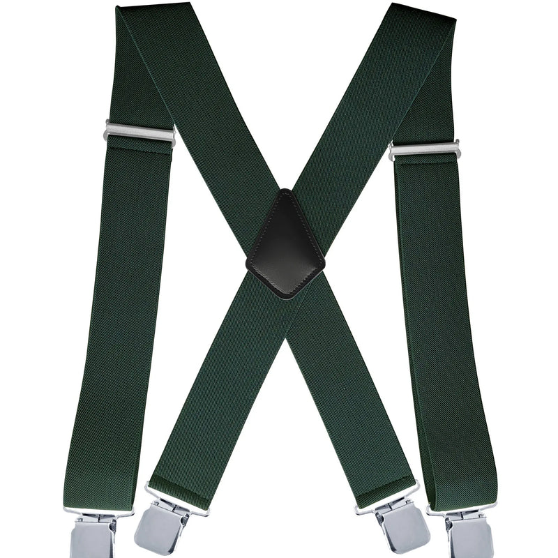 Men's Suspender Trousers Braces with Strong 2 inch Wide 4 Clips Heavy Duty for High Elastic X Style - Visuel 9 | SAMAG