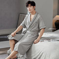 Fashion Bathrobe New Style Thin Cotton Knited Men Robes V Neck Mens Sexy Sleepwear Summer Male Kimono Short Sleeve Pajamas L-4XL