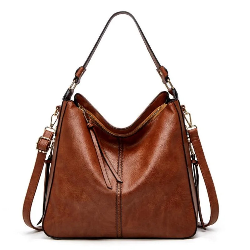 Hobo Bag Leather Women Handbags Female Leisure Shoulder Bags Fashion Purses Vintage Bolsas Large Capacity Tote Bag