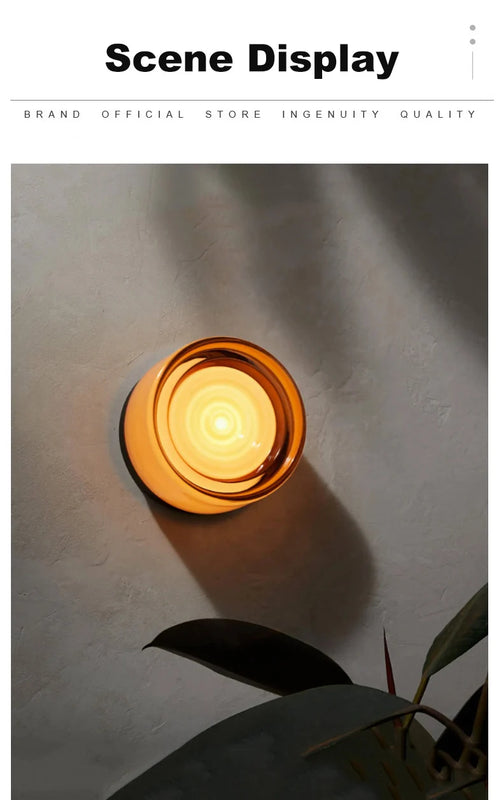 Modern Circular Wall Lamp LED Glass Wall Lamp Sconce Living Room Corridor Bedroom Bathroom Home Decoration Indoor Lighting