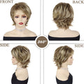 Women's Fashion Short Wigs Natural Synthetic Hair Mixed Blonde Pixie Cut Layered Wig with Bangs Heat Resistant Daily Party Use