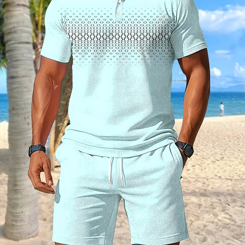 Summer Men's Polo Shirt Set - 3D Printed Design | SAMAG