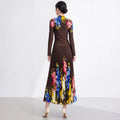 Miyake Flower Print Sets for Women Pleated T-shirt Long Sleeves with A Line Skirts Elegant Clothing 2026 Summer New