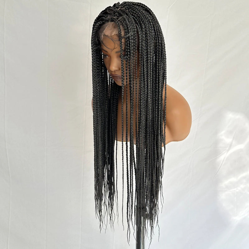 30 Inch Long Braided Synthetic Hair Full Lace Wig  Braided Wigs for Women High-Quality Braids in Black for Stylish Looks
