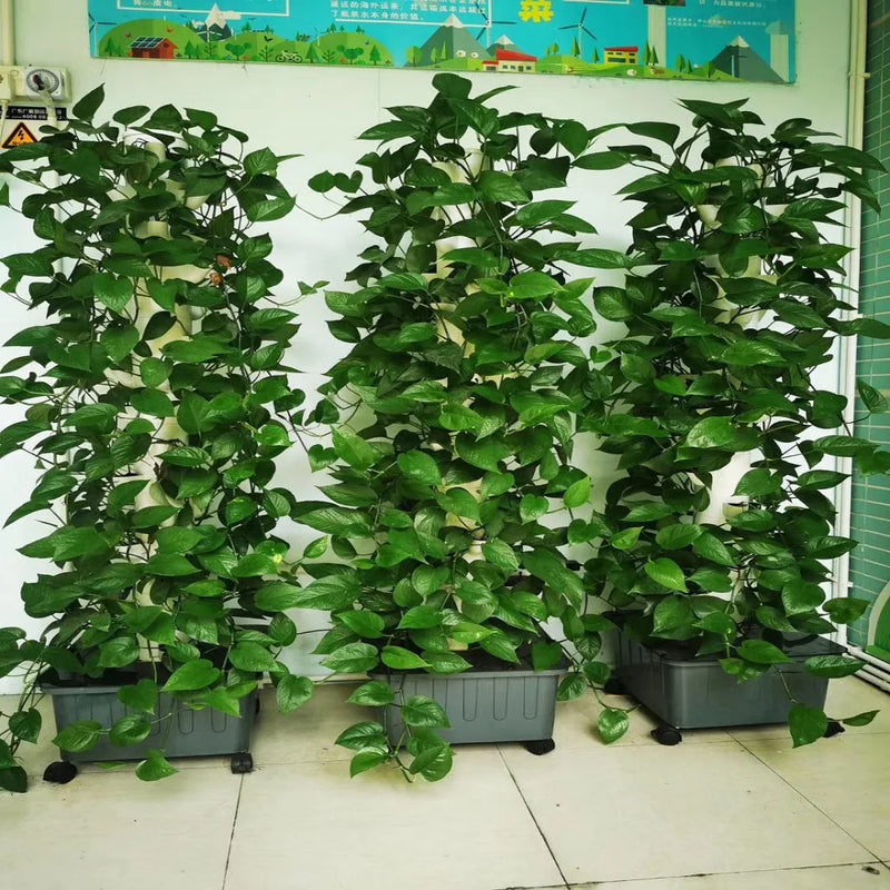 Garden Balcony Vertical Hydroponics Tower with Timer 70Holes Hydroponic System Vegetable Planter Soilless Culture Grow Kit