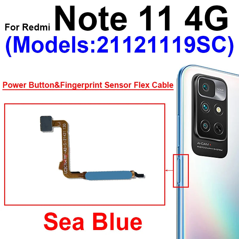 Fingerprint Sensor Flex Cable For Xiaomi Redmi Note 11 11 Pro 11Pro Plus 4G 5G Fingerprint Sensor Power Button Flex Ribbon Parts