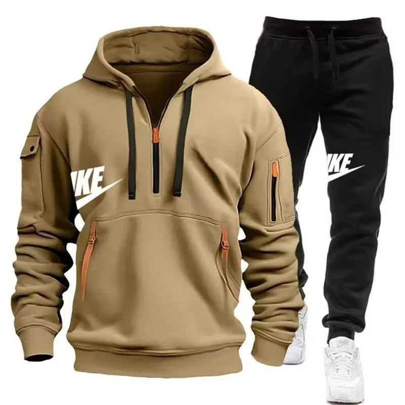 Men's autumn and winter suit zipper hoodie + trousers casual sportswear warm - View 2 | SAMAG
