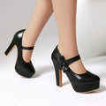 Sexy Mary Janes Pumps Round Toe Block Heels 12cm Platform 3.5cm Bowknot Plus Size 46 47 48 Fashion Dating Party Shoes