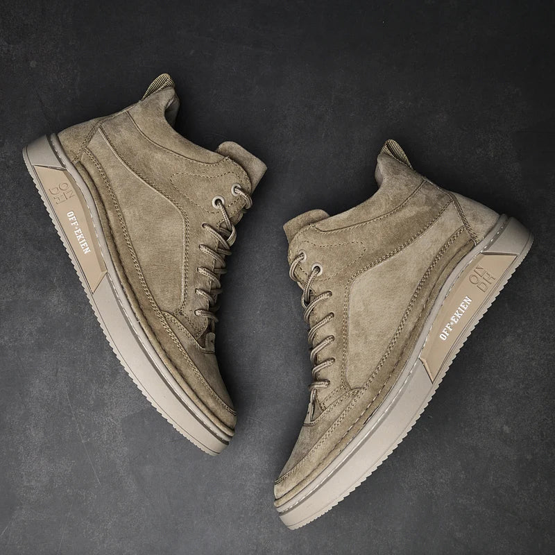 High End Brand Winter Hot Selling Men's High Top Shoes Street Trend Cotton Oxford Shoes Men's Genuine Leather Casual Shoes
