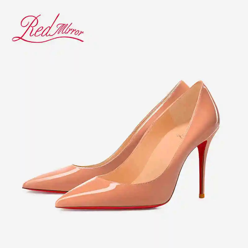 Black Women's Elegant High Heels Red Shiny Bottoms Luxury Brand Women Heels 2025 Trend Pointed Toe Sexy Party Pumps Shoes Women