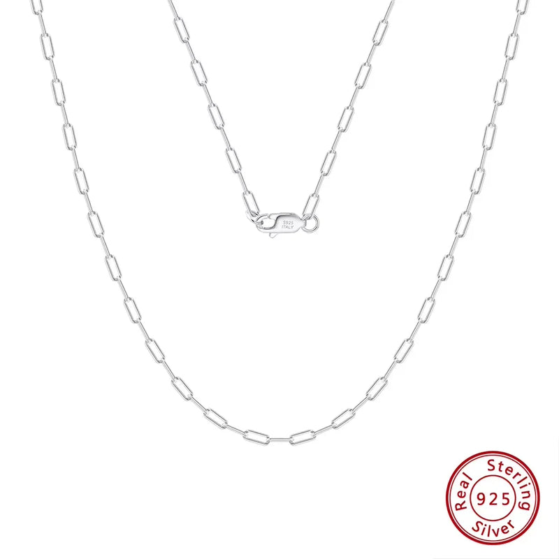 ORSA JEWELS 14K Gold 925 Sterling Silver 1.8mm Paperclip Neck Chain Fashion Link Chain Necklaces for Women Dainty Jewelry SC39