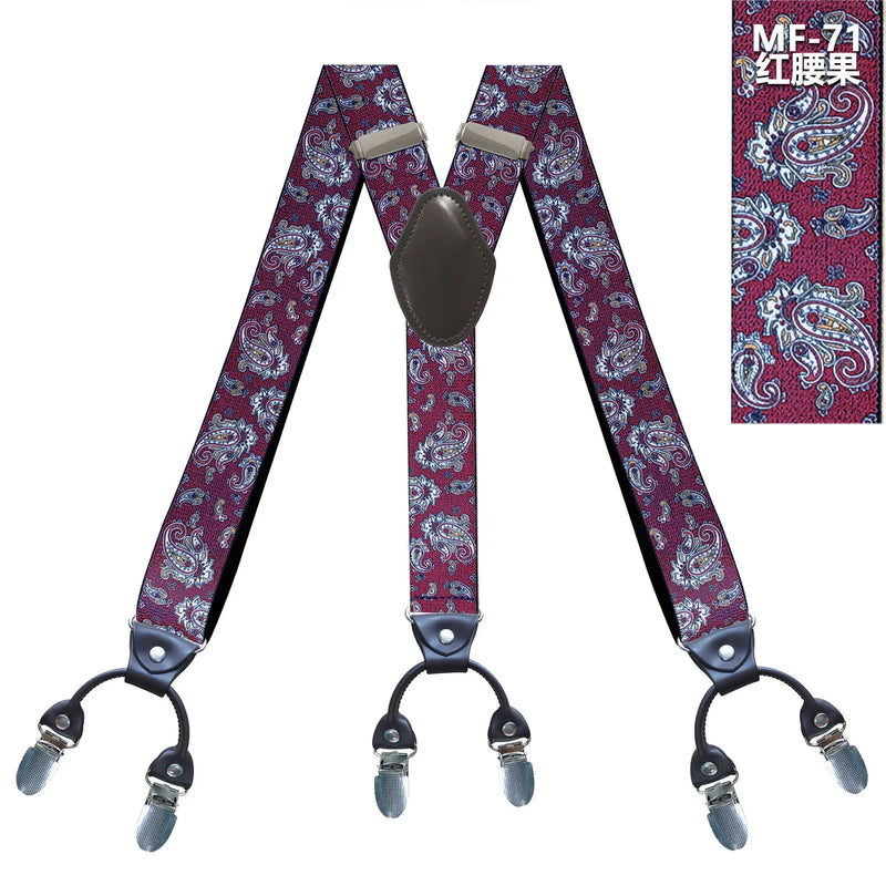 New Men's Suspenders 6clips Fashion Braces Leather Casual Suspensorios Adjustable Belt Strap Tirantes - Visuel 3 | SAMAG