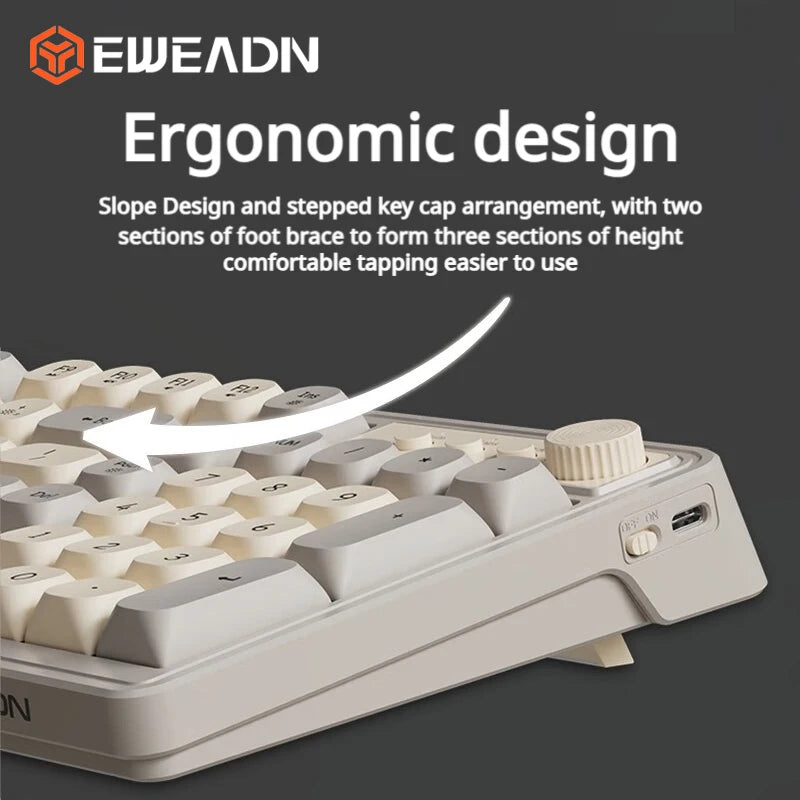 EWEADN V1 Stylish 3-Mode Wireless Combo Backlit Quiet Keyboard Mouse Ergonomic Desktop Kit