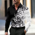 Men'S Stylish Red Floral Print Dress Shirt - Casual Long | SAMAG