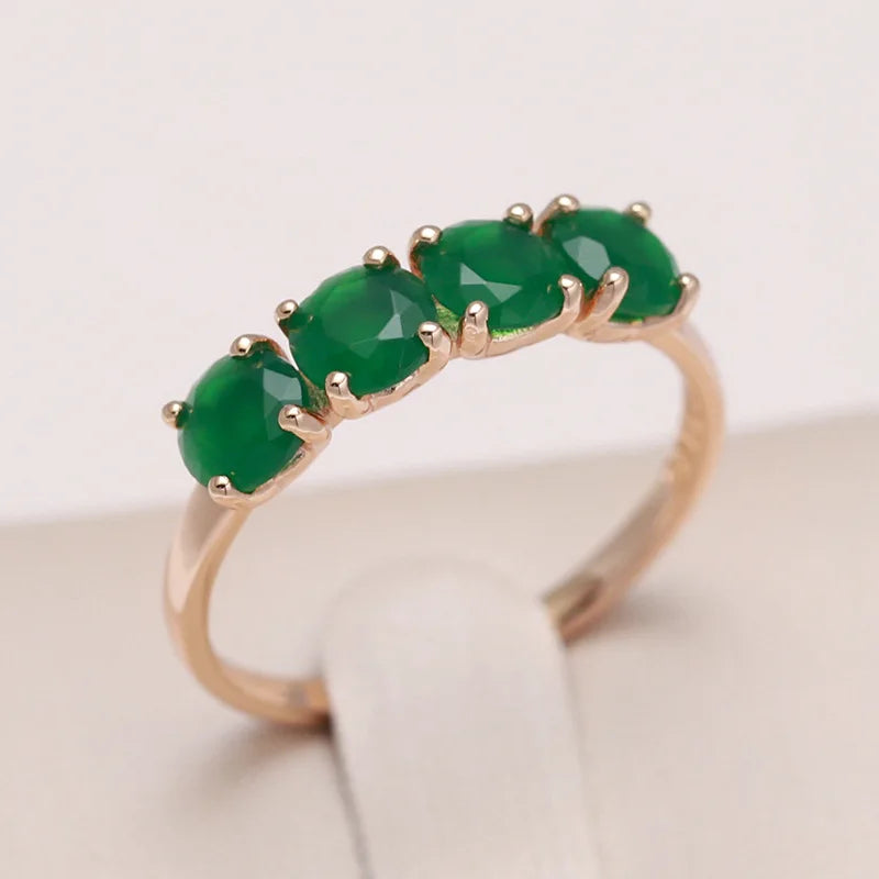 100% 18K Rose Gold Ring for Women Natural Emerald Gemstone Jewelry Anillos De Bizuteria Anillos Mujer Gemstone Gold Rings Box