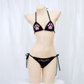 Japanese Anime Kawaii Girl Cute Cat Paw Bikini Swimsuit Women Claw Pattern Three Point Underwear Set Bra Panties Costume Cosplay