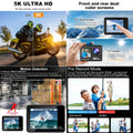 Action Camera 5K 4K60FPS  50MP 2" Touch Dual Screen 5X Zoom Wi-Fi EIS  170° DVR Webcam Wireless Mic 30M Waterproof Sport Camera