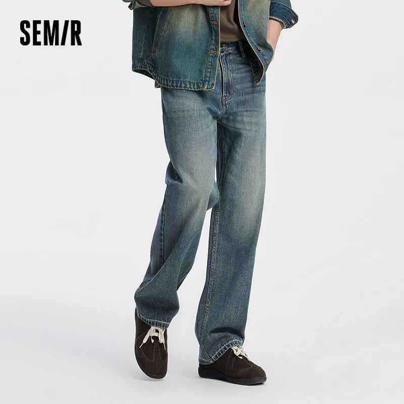 Semir Men Jeans Retro Washed Loose Straight Autumn Soft | SAMAG
