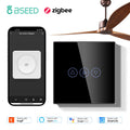 BSEED Zigbee Fans Switches Smart Wall Touch  Speed Control Switch With EU Socket Support Tuya Smart Life Alexa Voice Control