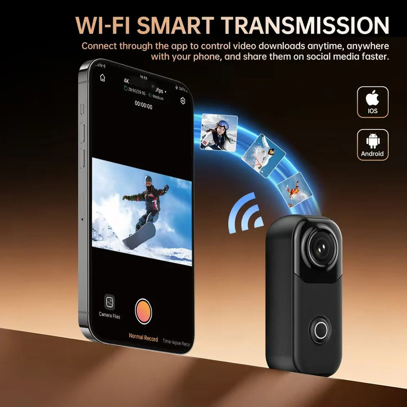 Mini 4K Action Camera Hands-Free Body Camcorder Portable Video Recorder for Cycling & Outdoor Adventures