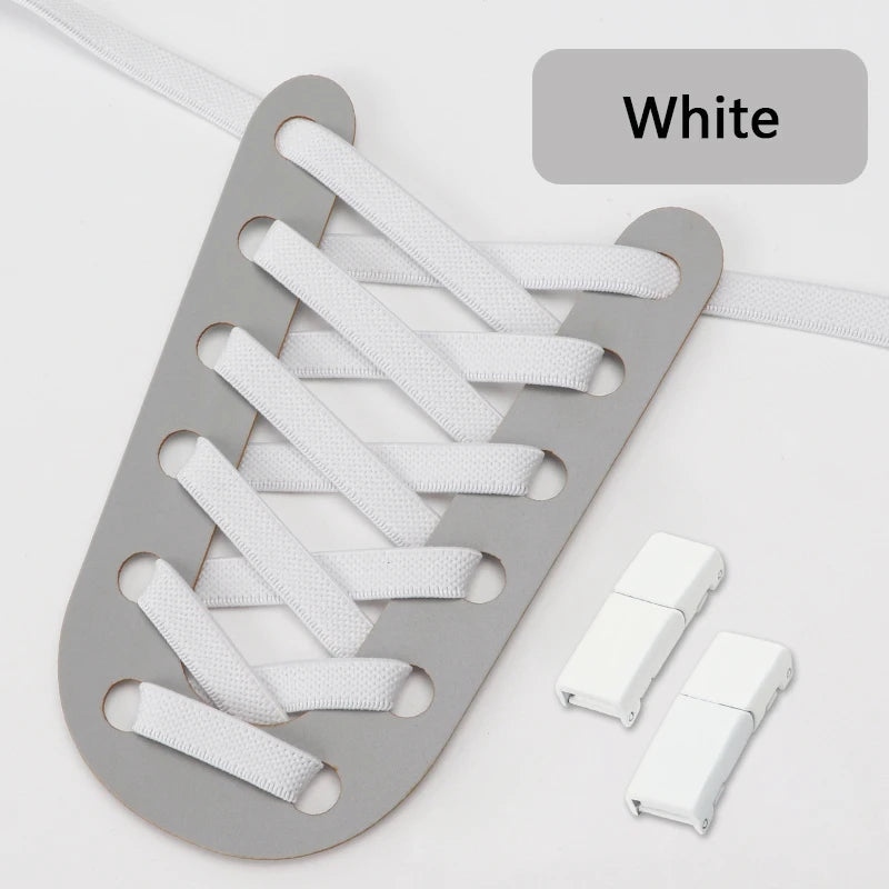 Magnetic Lock Shoelaces Without ties 8mm Wide Flat Elastic Laces Sneakers Tennis No Tie Shoe laces Easy Use Shoes Accessories