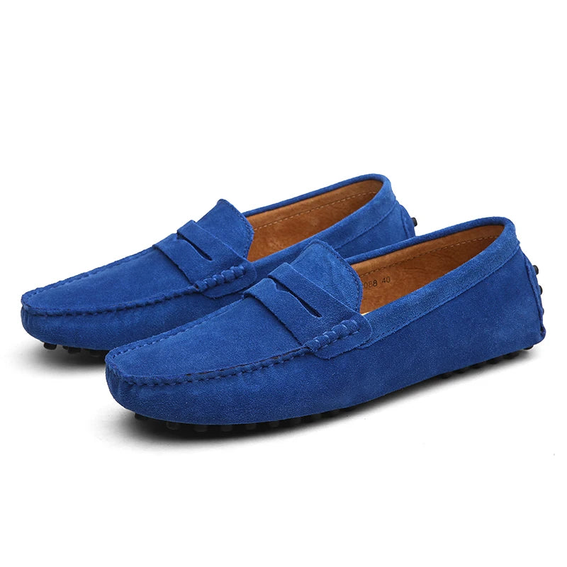 Men's Suede Leather Penny Loafers Casual Driving Moccasins Slip-On Boat Shoes Plus Big Sizes 49 50 51 52 53