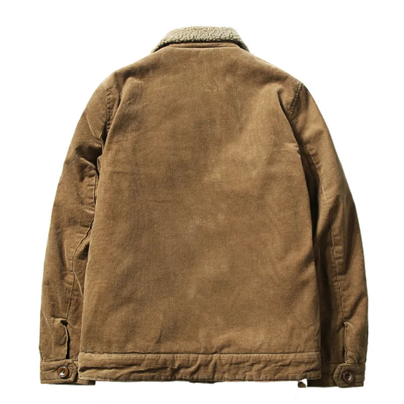 Winter Classic Corduroy Men's Cotton-Padded Clothes Standing Collar Casual Loose Coat Warm Cotton-Padded Jacket