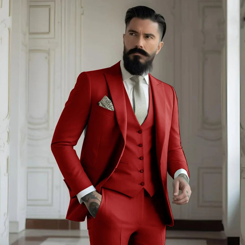 Champagne mens Tuxedo Wedding Suits For Bespoke Groom Wear Formal Fashion Prom Party Blazer+Pants+Vest - View 7 | SAMAG