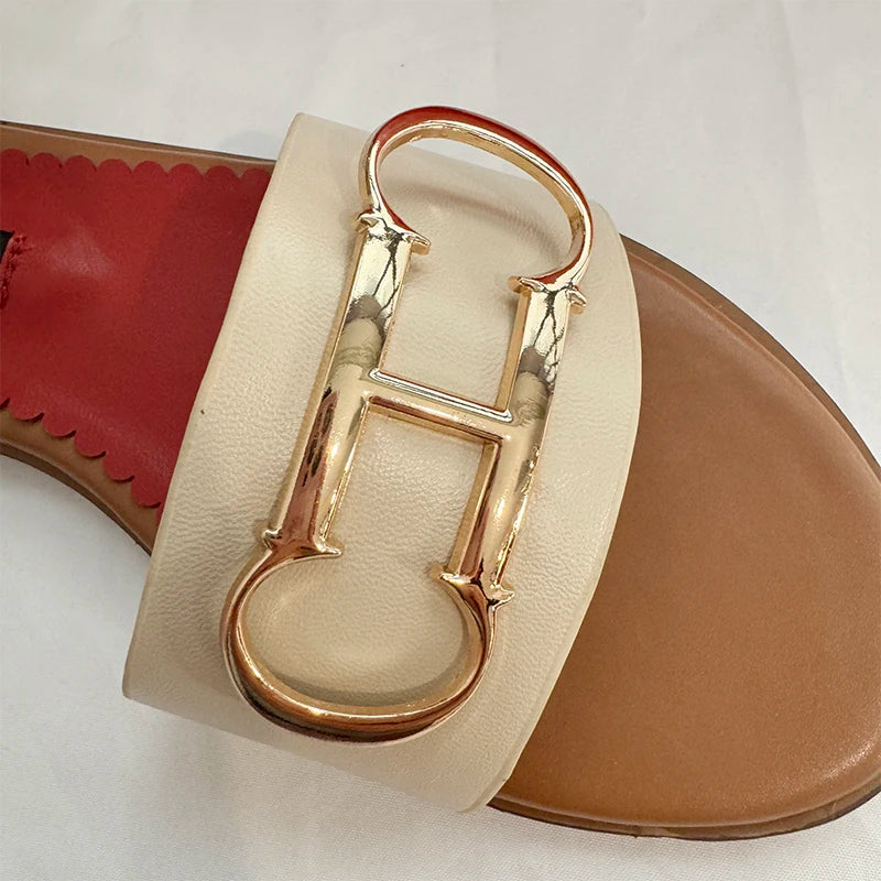 CH 2025 Summer New Women's Leisure Sandals Women's Slippers Simple Solid Colour Design Daily Style Fashion Women's Slippers