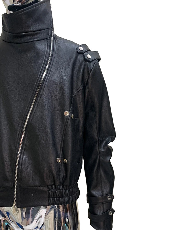 Mauroicardi Spring Autumn Cool Windproof Short Black Faux Leather Jacket Men Zipper Chic Luxury Designer Clothes Streetwear 2025