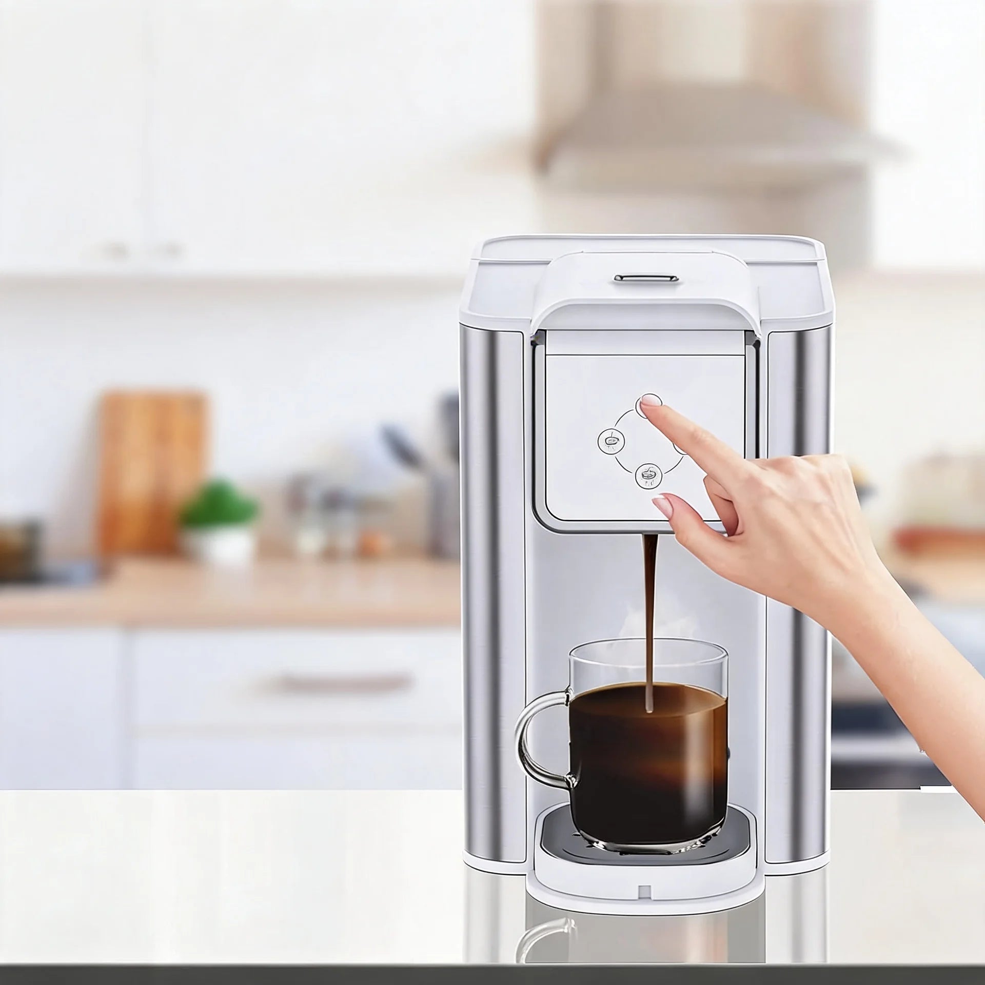 Single Serve Coffee Machine, 3 in 1 Pod Coffee Maker For K-Pod Capsule, Ground Coffee Brewer, Leaf Tea Maker, 6 to 10 Ounce