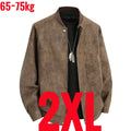 Big Size 8XL Suede Leather Jacket Men Cotton Padded Coat Motorcycle Male Oversize College Large Plus Winter Zipper Windbreaker