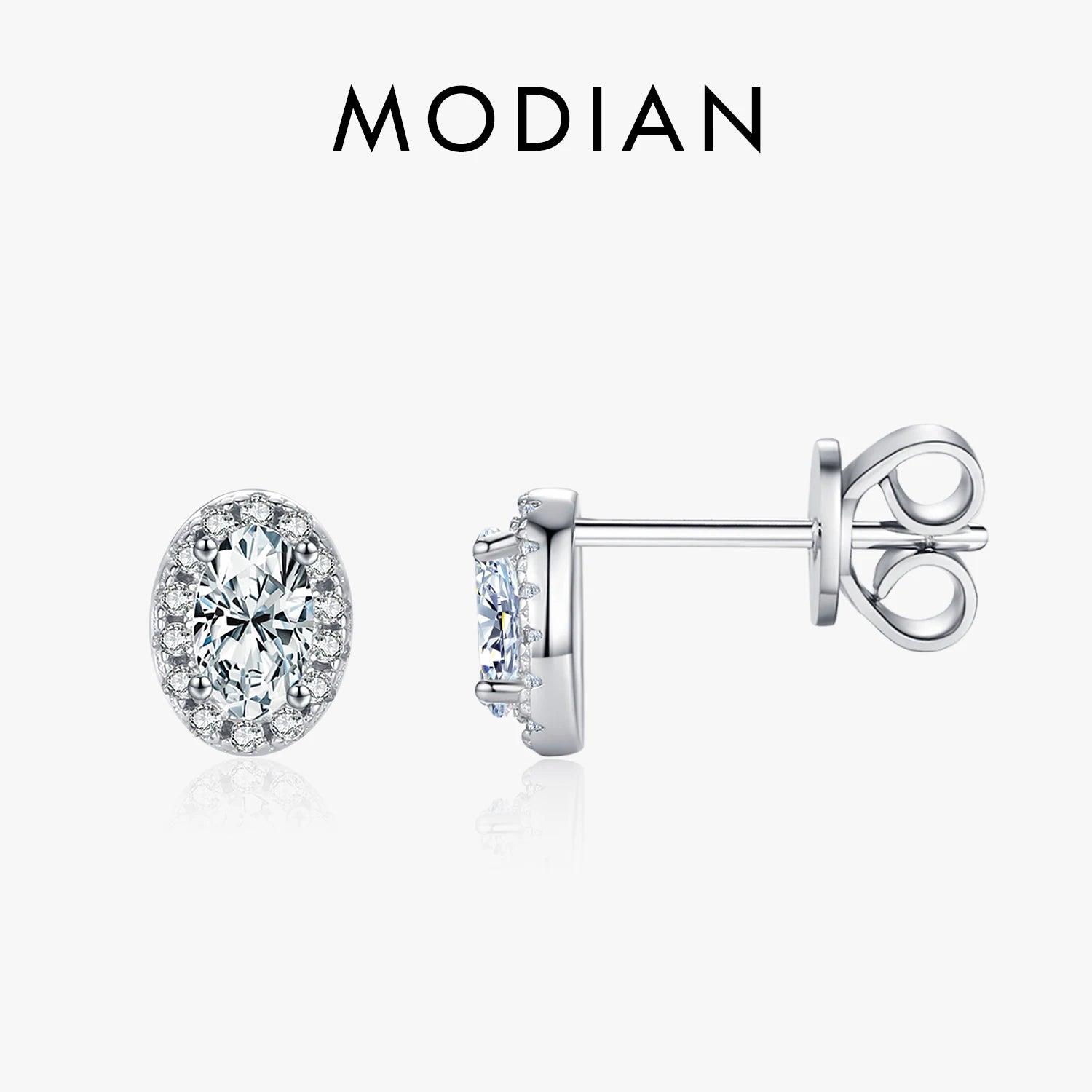 MODIAN Small Exquisite Stud Earrings 925 Sterling Silver Oval CZ Stackable Earrings For Women Date Party Fine Jewelry