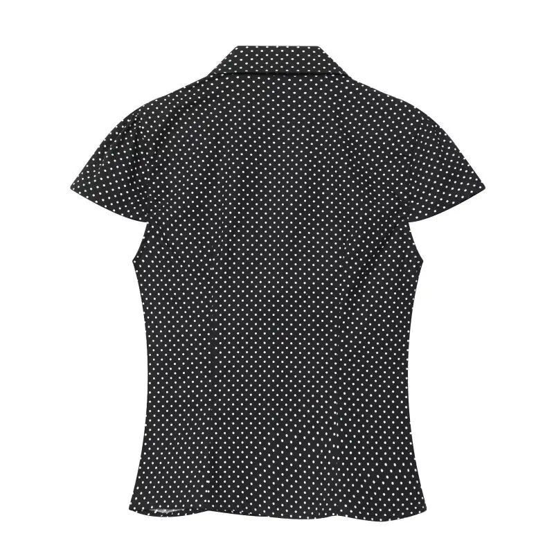 Summer Y2K Vintage Polka Dot Short Sleeve Blouse - View 2 | SAMAG