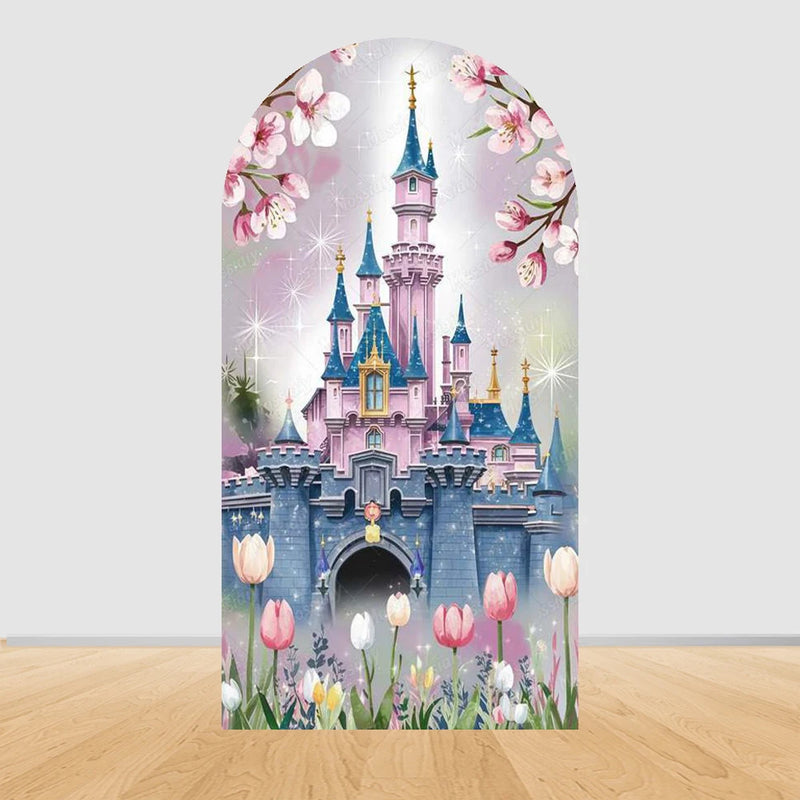 Fairy Tale Castle Butterfly Floral Arch Backdrop Cover Princess Girl Birthday Baby Shower Party Decor Photography Backgrounds