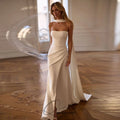 QICHE Pleat Elegant Satin Bride Gowns Strapless Mermaid | SAMAG
