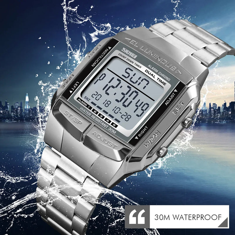 1381 Luxury Electronic Mens Wristwatches Waterproof LED Display Digital Watch for Military Sports 1328 - Visuel 2 | SAMAG