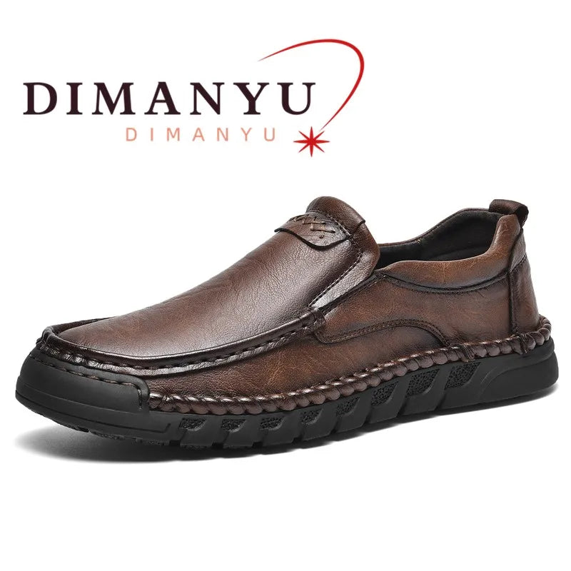 DIMANYU Men Loafers Slip‑on Casual Shoes Non‑Slip Genuine Leather  Walking Loafers Male Daily Outdoo Leather Footwear
