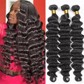 12A Natural Color Loose Deep Wave Human Hair Bundles And Weaves Unprocessed Brazilian Human Hair Weave Bundles 1/3/4PCS Raw Hair Bundles Weave Extensions Hair Extensions Materials For Women Natural Black Soft Silky Hair Loose