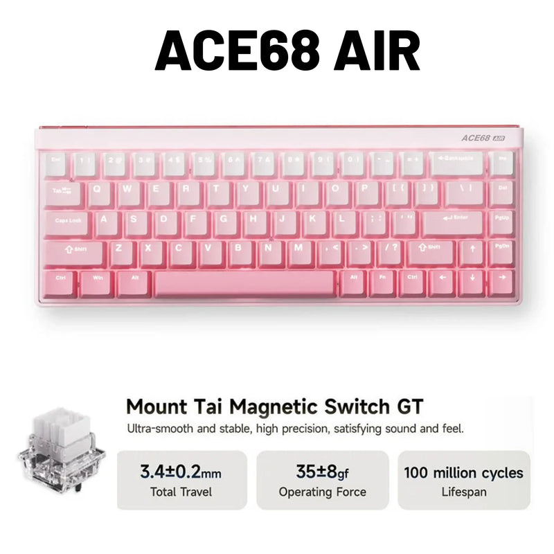 MCHOSE Ace68 Air V2 Gaming Keyboard Magnetic Switch Aluminum Plate 256K Scan Rate 8k Polling Rate RT Keys 0.001mm Accuracy ARGB