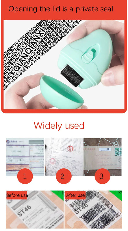 Theft Protection Roller Stamp Envelope Opener and Identity Theft Prevention Security Stamp