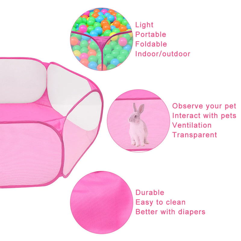 Pet Playpen Outdoor Breathable Small Animals Tent Rabbit Play Pen Foldable Transparent Pet Exercise Fence for Guinea Pig Cage