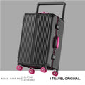 BunnyFly Suitcase Wide Handle Travel Suitcase Men 20 24  Carry-On Luggage Women PC Aluminum Frame Trolley Case