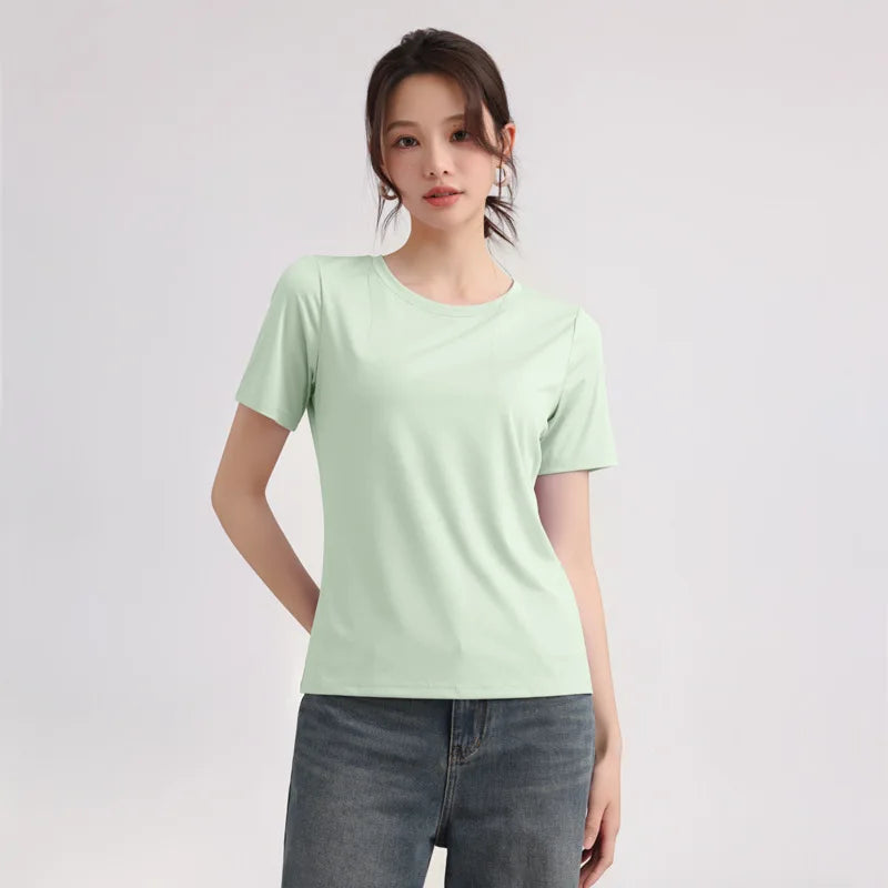 Outdoor Lightweight Quick-Dry Sports Shirt: Summer Cooling Quick-Dry T-Shir Women Round-Neck, Loose-Fit, Short Sleeve Sports