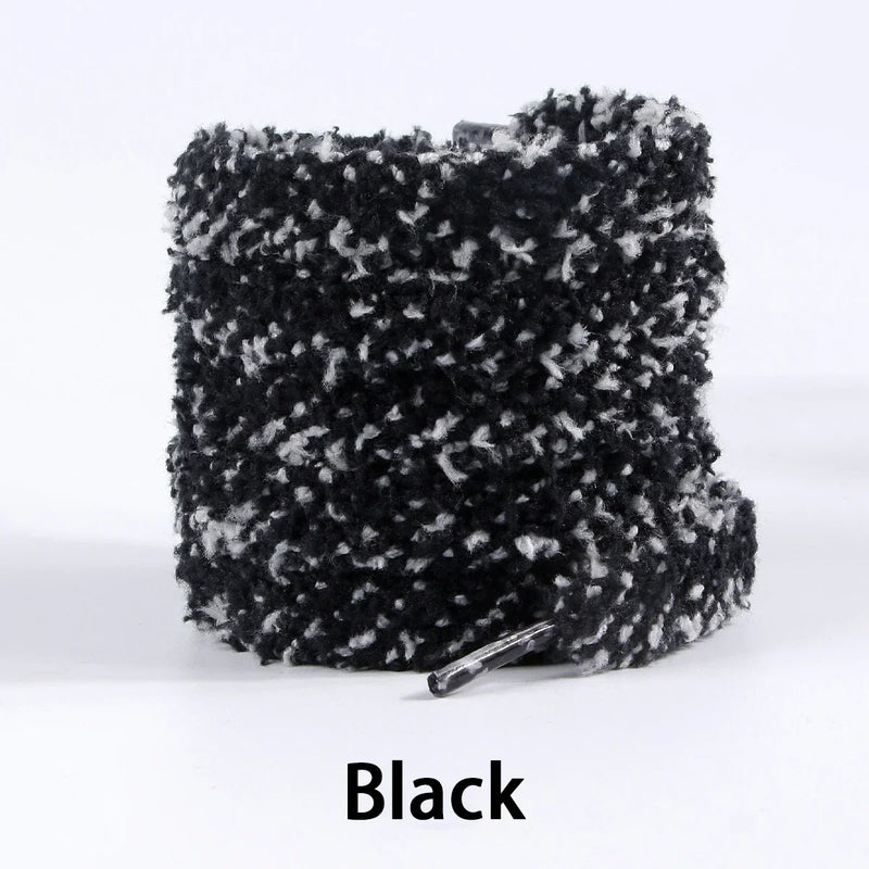 1 Pair Plush Fluffy Shoelaces 1CM Wide Round Laces Sneakers Casual Shoes AJ/AF1 Shoelaces 100/120/140/160cm Shoes Accessories