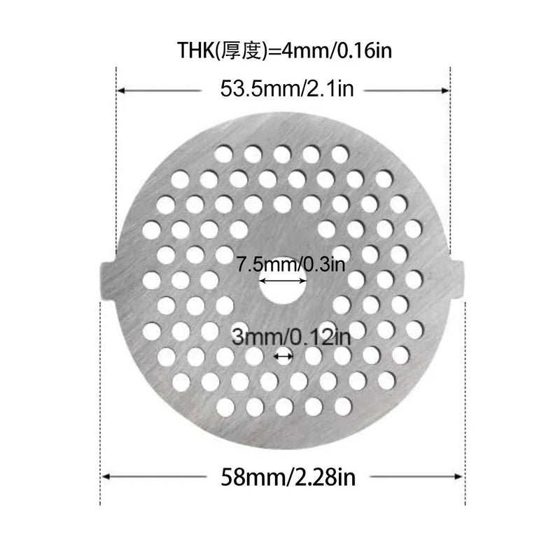 Meat Grinder Pinion Mixer Spare Parts Meat Grinder Knife Stainless Steel Grille for Food Grinder Accessories Kitchen Tool