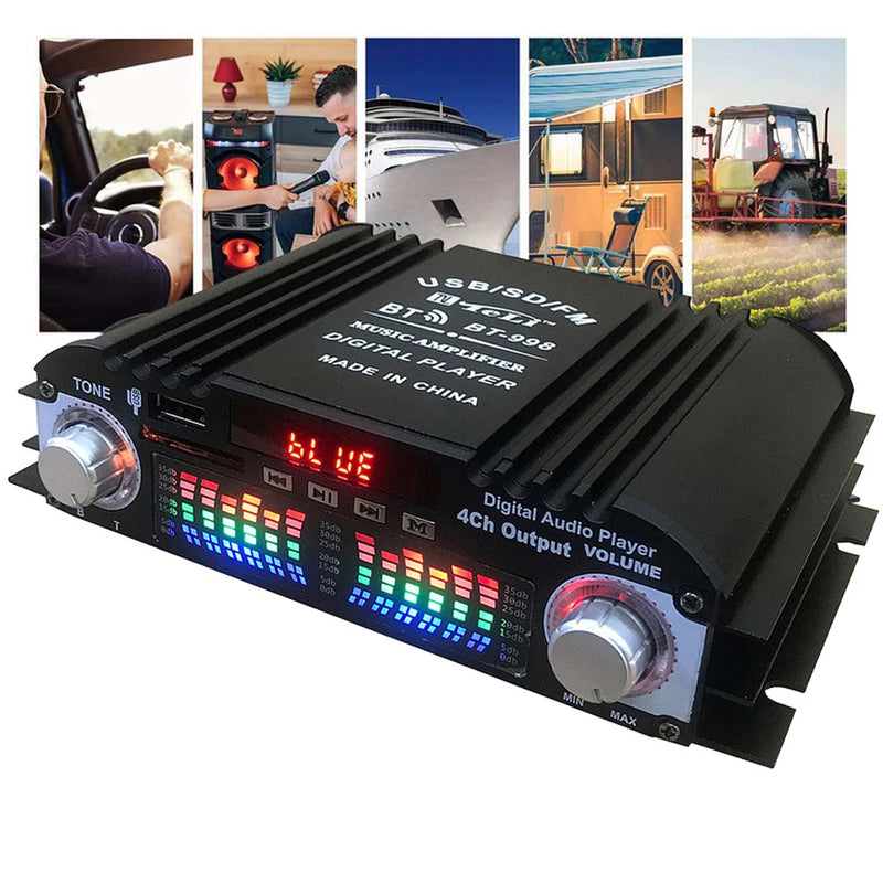 Woopker 45W*4 HiFi Sound Amplifier Digital 4 Channel Audio Amp Support Bluetooth Karaoke Player FM Remote Control for Home