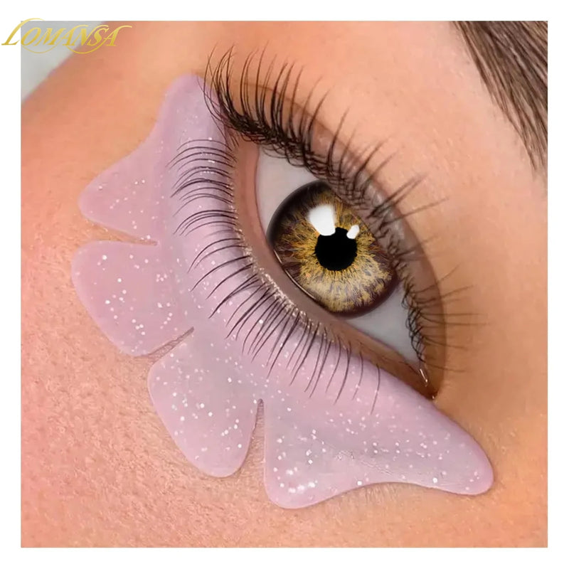 LOMANSA 1 Pair Glitter Butterfly Lash Lift Pad Eyelash Perm Rod Shield Lash Lifting Pads 3D Eyelash Curler Extension Accessories