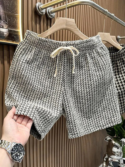 Houndstooth Casual Plaid Shorts Men Sport Loose Wide leg | SAMAG