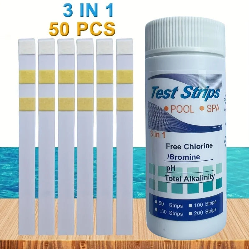 3 In 1 Test Paper Chlorine Immersion Hot Tub PH Test Spa Strips Test Water Test Strips Swimming Pool Aquarium Fish Tank Water